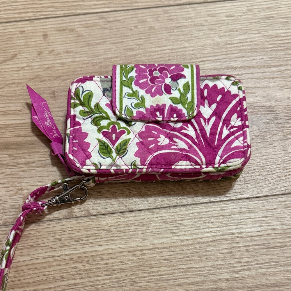 Vera Bradley Pink and Green Floral Wristlet